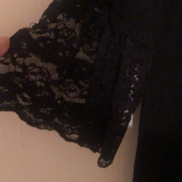 Alison Andrews rayon ruched 1x black dress 3/4 bell lace sleeve - Picture 5 of 11